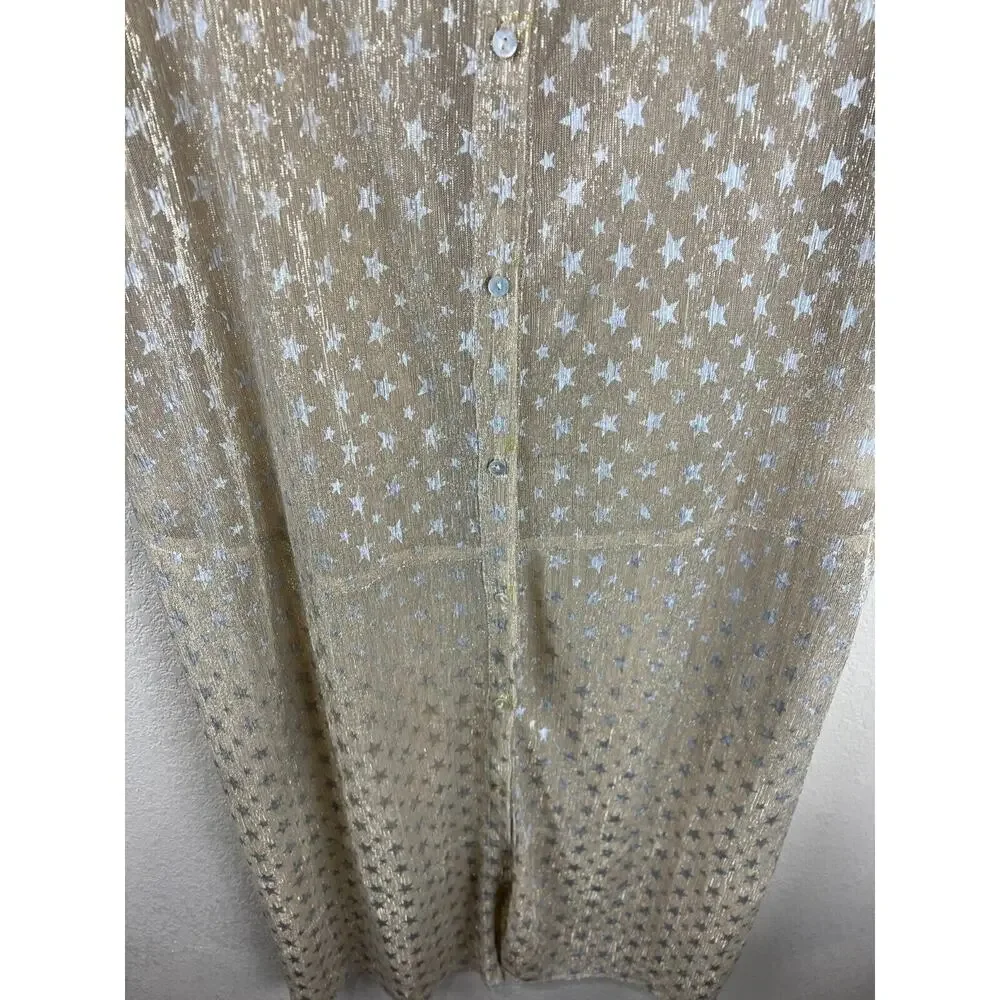 Coop Trelise Cooper Sheer Cardigan S Star Gold Metallic Long Sleeve Shimmer‎